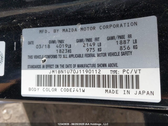JM1BN1U70J1190112 Mazda pe