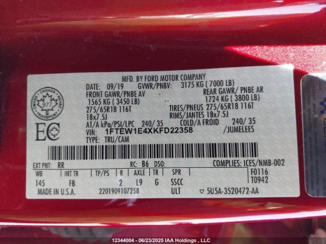1FTEW1E4XKFD22358 Ford gtdi