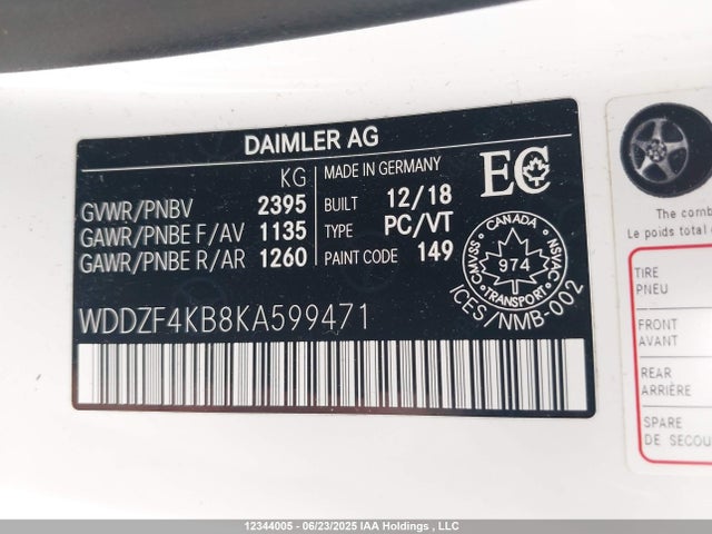 WDDZF4KB8KA599471 Mercedes-Benz m274