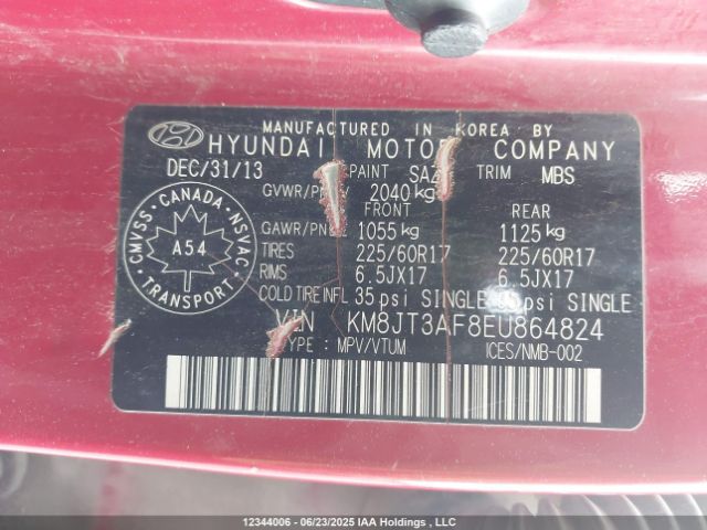 KM8JT3AF8EU864824 Hyundai gdi nu