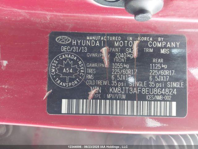 KM8JT3AF8EU864824 Hyundai gdi nu