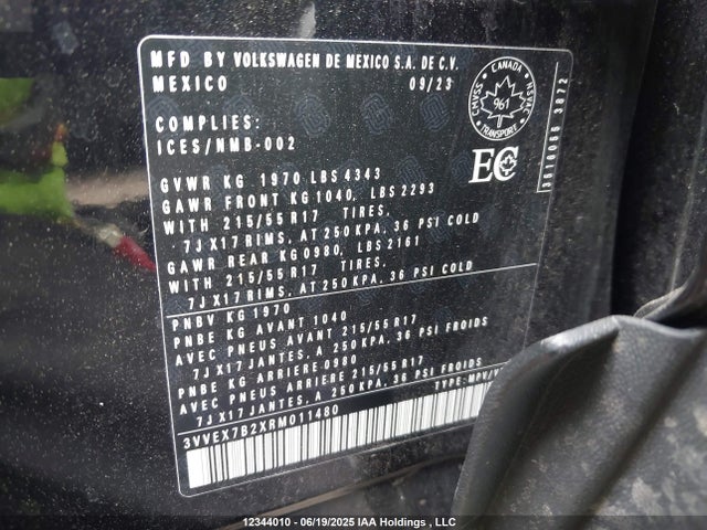 3VVEX7B2XRM011480 Volkswagen tsi