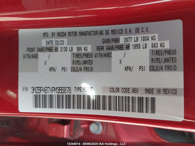 3MZBPAB7XPM366878 Mazda pe