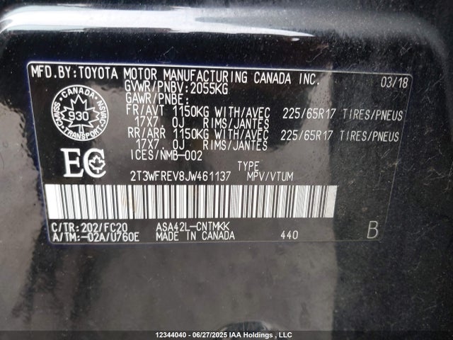 2T3WFREV8JW461137 Toyota 2ar-fe