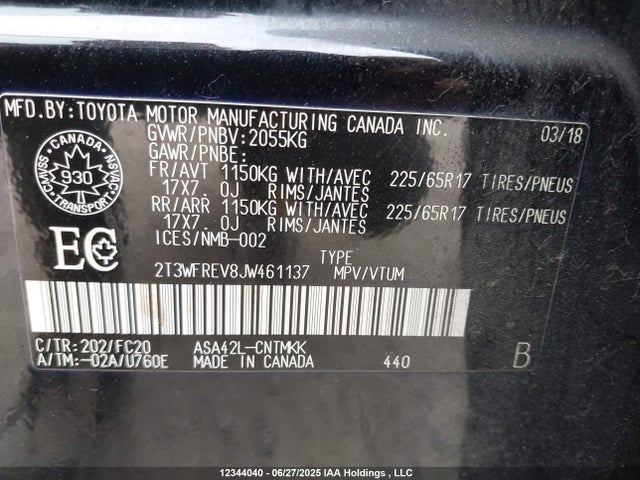 2T3WFREV8JW461137 Toyota 2ar-fe