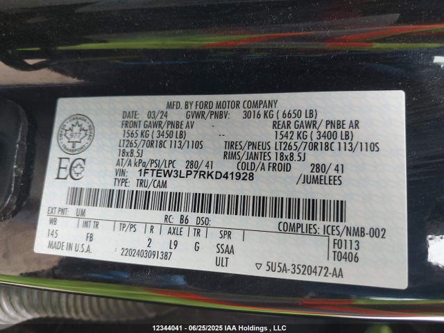 Ford 2.7l-4v 2024 1FTEW3LP7RKD41928 Image 9