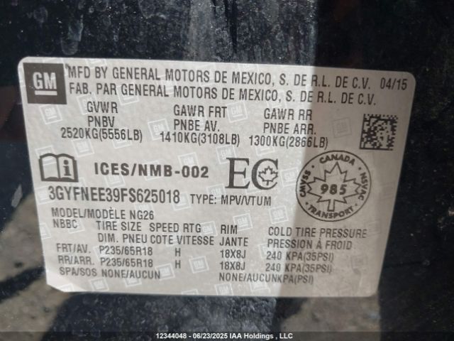 3GYFNEE39FS625018 Cadillac lfx - sidi, vvt, e85 max, alum