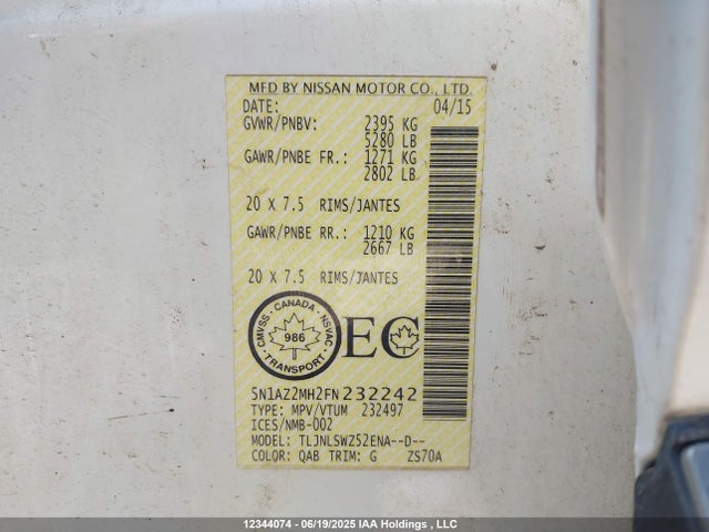 5N1AZ2MH2FN232242 Nissan Murano