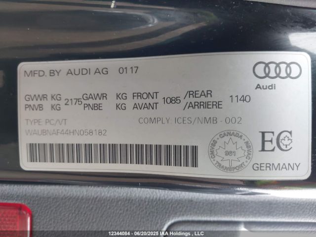 WAUBNAF44HN058182 Audi 2017