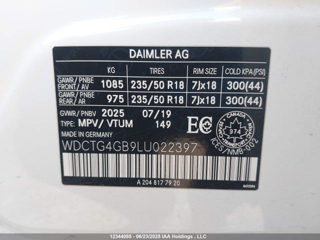 WDCTG4GB9LU022397 Mercedes-Benz 270