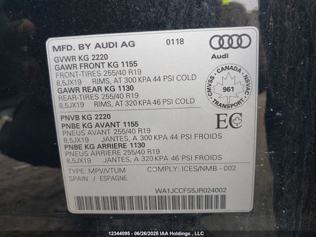 WA1JCCFS5JR024002 Audi Q3