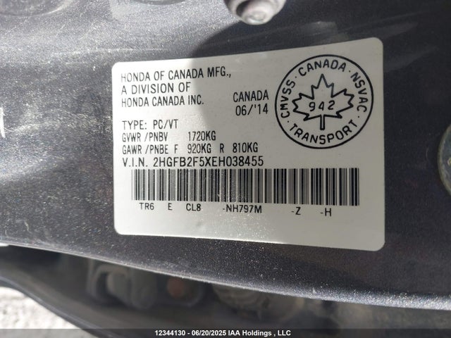 2HGFB2F5XEH038455 Honda r18z1