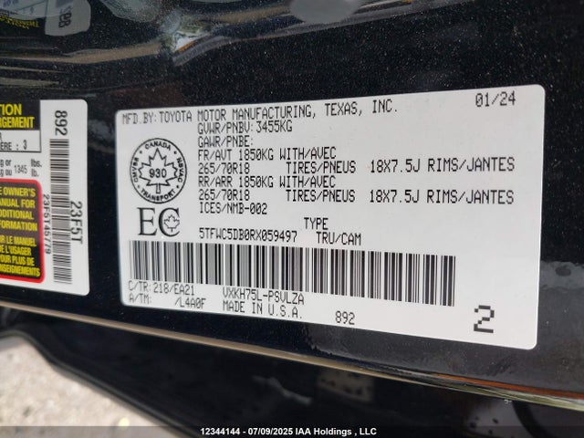 Toyota v35a-fts 2024 5TFWC5DB0RX059497 Image 9