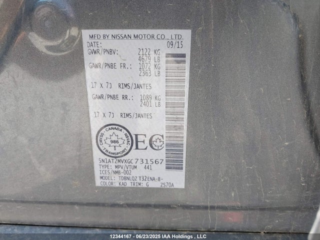 Nissan 2016 2016 5N1AT2MVXGC731567 Image 9