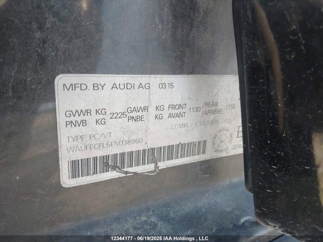 WAUFFCFL5FN038960 Audi flex fuel capable engine