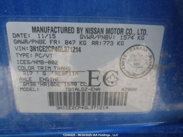 3N1CE2CP4GL371214 Nissan 2016