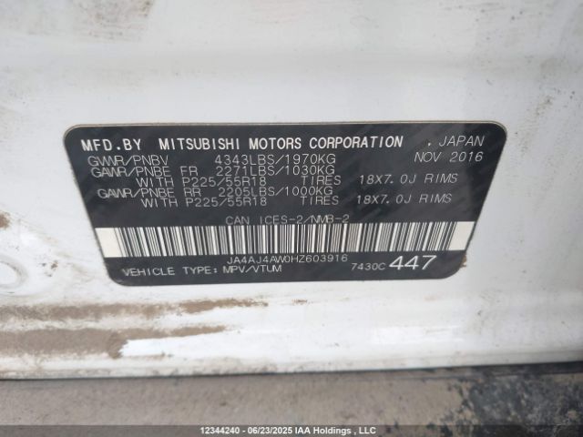 JA4AJ4AW0HZ603916 Mitsubishi 2.4 dohc mivec