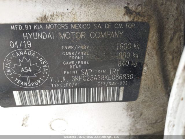 3KPC25A38KE086830 Hyundai 1.6l dohc gdi gamma
