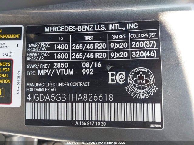 4JGDA5GB1HA826618 Mercedes-Benz m276