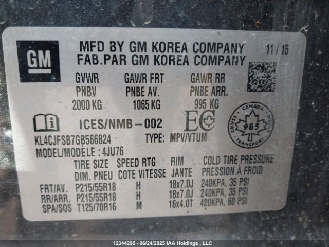 KL4CJFSB7GB566824 Buick luv - vvt, alum gme e85 max