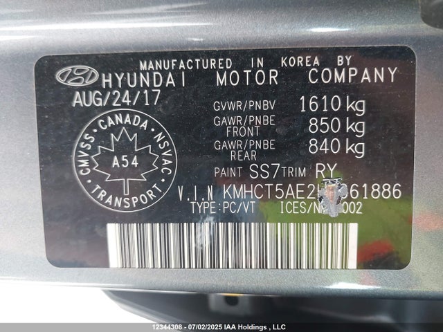 Hyundai 2017 2017 KMHCT5AE2HU361886 Image 9
