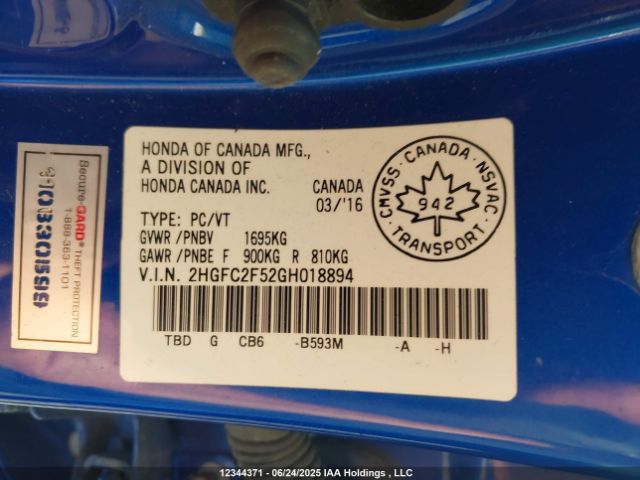 2HGFC2F52GH018894 Honda k20c2