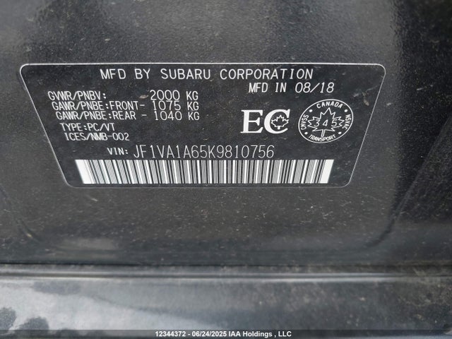 JF1VA1A65K9810756 Subaru dib
