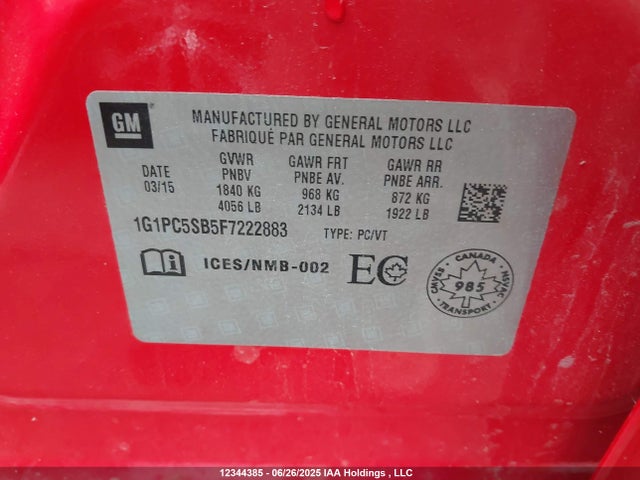 Chevrolet LUV 2015 1G1PC5SB5F7222883 Image 9