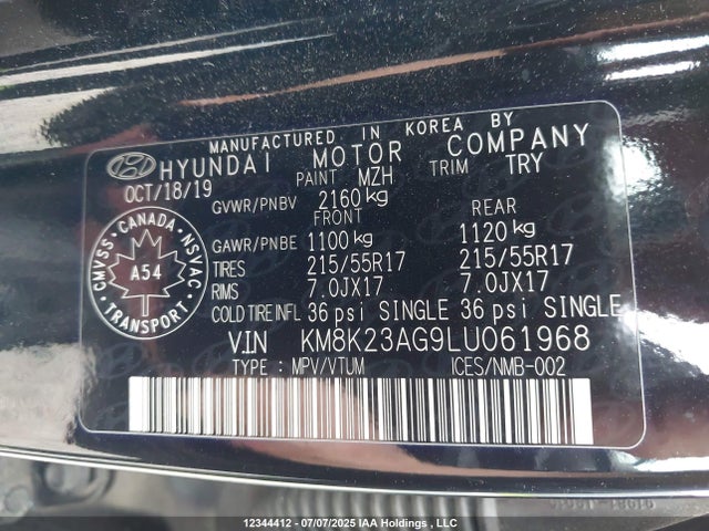 KM8K23AG9LU061968 Hyundai hmc battery + traction motor