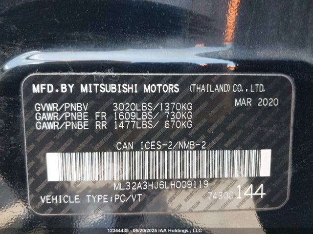 ML32A3HJ6LH009119 Mitsubishi 2020