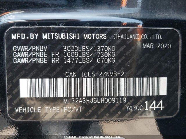 ML32A3HJ6LH009119 Mitsubishi 2020