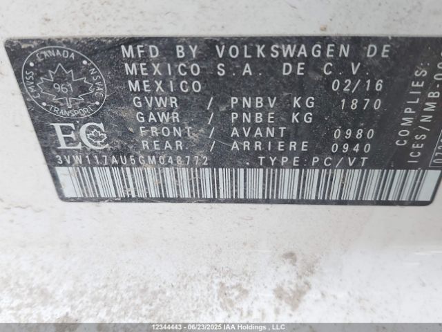 3VW117AU5GM048772 Volkswagen 1.8 tsi