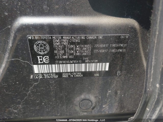 Toyota 2ar-fe 2018 2T3BFREV0JW785410 Image 9