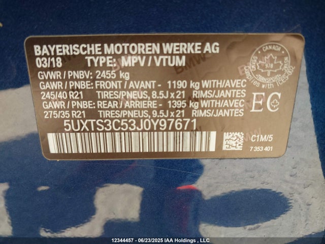 5UXTS3C53J0Y97671 BMW X3