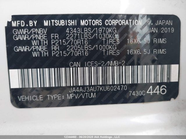 JA4AJ3AU7KU602470 Mitsubishi mivec