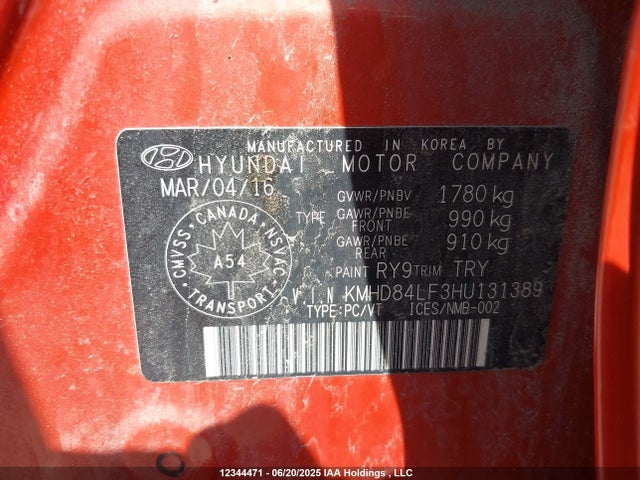 KMHD84LF3HU131389 Hyundai 2017