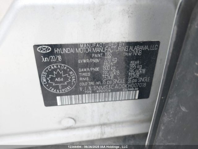 5NMS3CAD0KH007018 Hyundai gdi theta ii