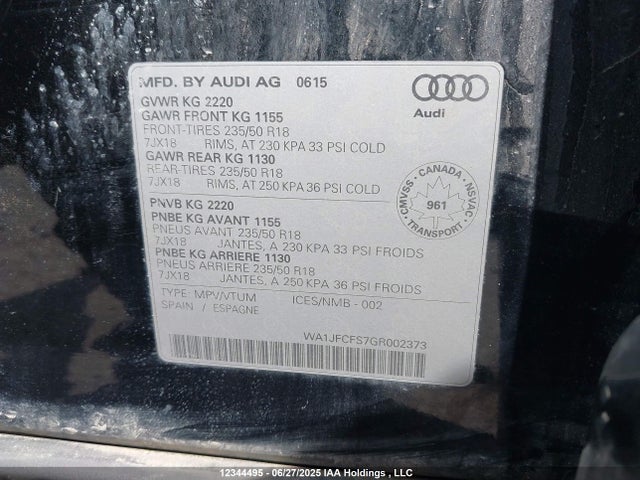 WA1JFCFS7GR002373 Audi Q3