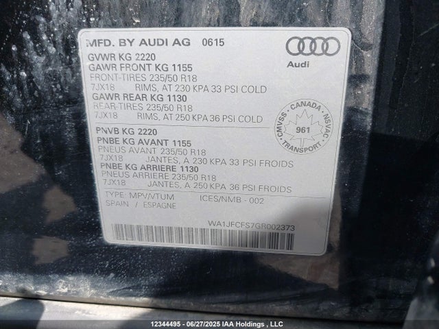 WA1JFCFS7GR002373 Audi Q3