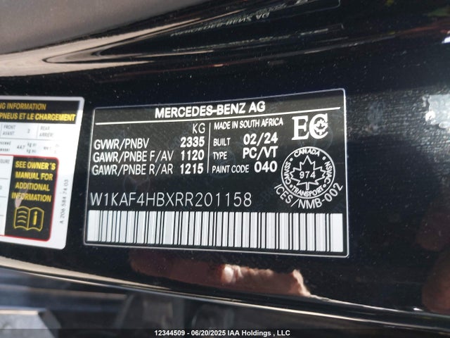 W1KAF4HBXRR201158 Mercedes-Benz m254