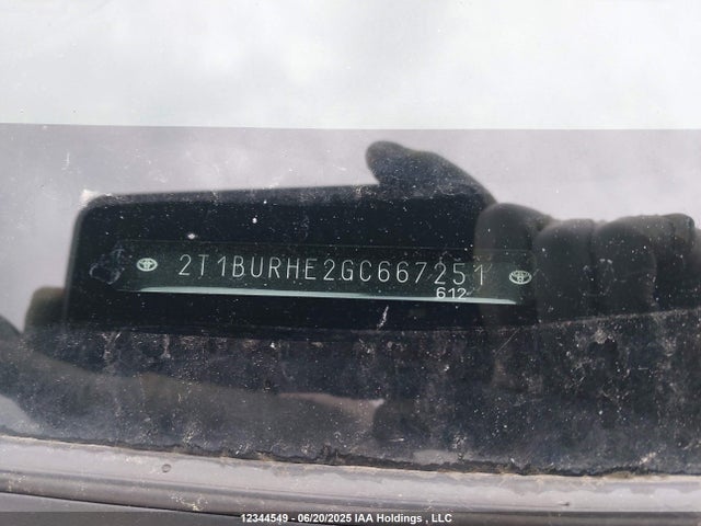 2T1BURHE2GC667251 Toyota 2zr-fe