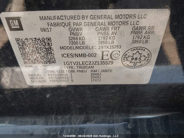 1GTV2LEC2JZ135529 GMC l83 -spark ignited direct injection, variable valve timing, afm, e85 max, alum