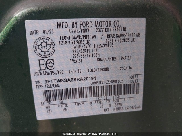 3FTTW8SA6SRA20191 Ford 2025