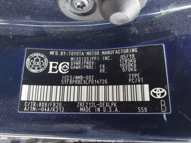 5YFBPRBEXLP014726 Toyota 2zr-fae