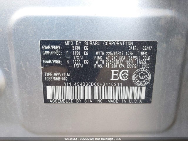 4S4BSCDC0H3416211 Subaru c0