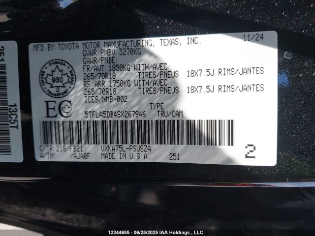 Toyota v35a-fts 2025 5TFLA5DB4SX267946 Image 9