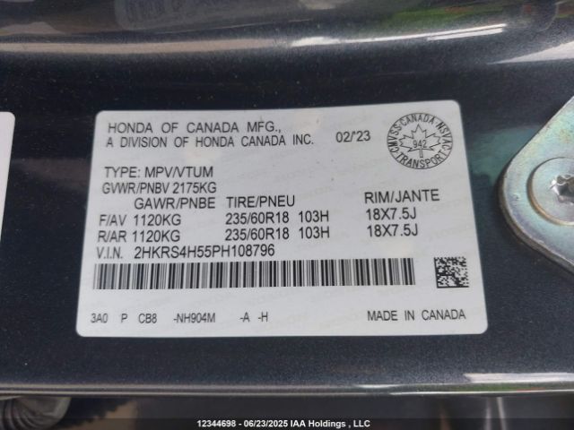 2HKRS4H55PH108796 Honda l15be