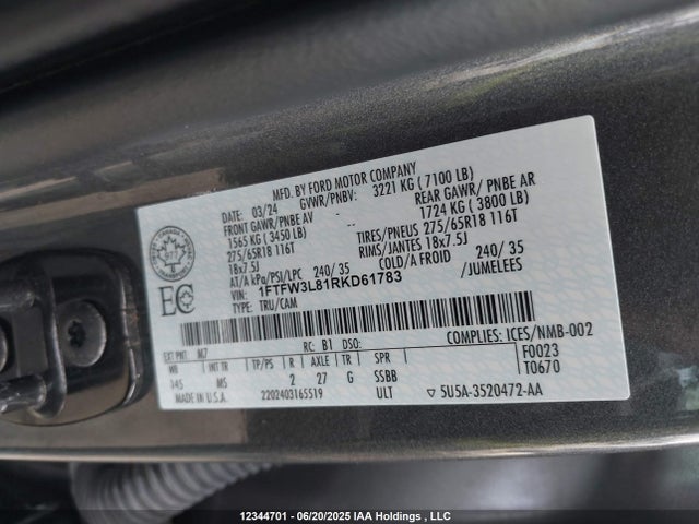 1FTFW3L81RKD61783 Ford gtdi