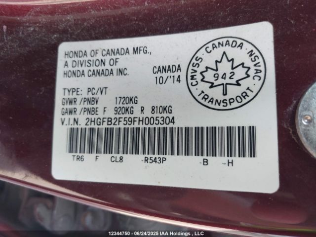 2HGFB2F59FH005304 Honda r18z1
