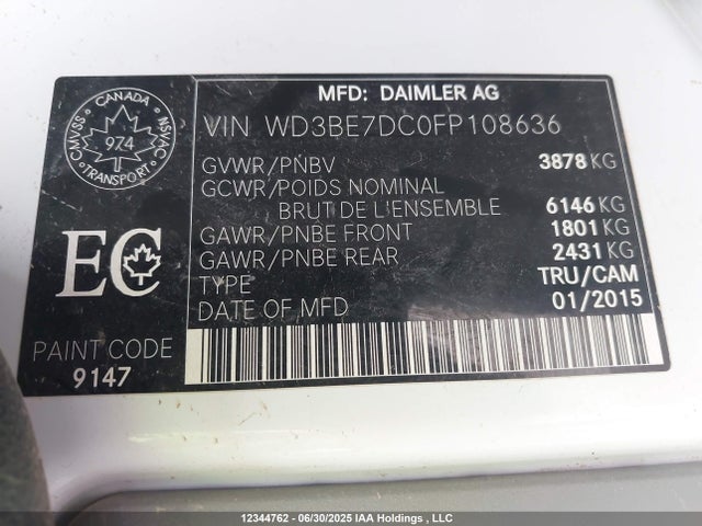 WD3BE7DC0FP108636 Mercedes-Benz 2015